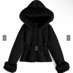 ベルト付きファー中綿ダウンジャケット[kd36]