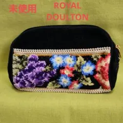 ★未使用/ROYAL　DOULTON/花柄ポーチ/黒のサムネイル