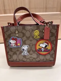 【美品】COACHスヌーピー パッチ トートバッグ
