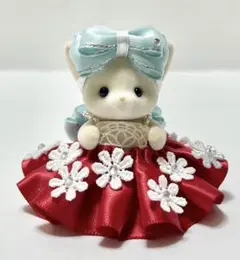 【299】 ミニチュアドール服 赤いドレス 赤ちゃん シルバニア ハンドメイド