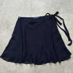 美品 ラルフローレン レーヨンポリ ラップスカート 2 ネイビー 総柄のサムネイル