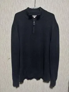 MERONA　メローナ　メンズXL　ハーフジップ　ブラック　モックネックニット