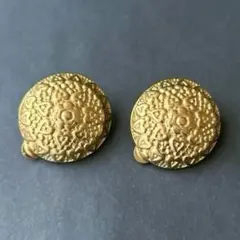 ヴィンテージ イヤリング ゴールド 花柄 エスニック 丸型 大振り