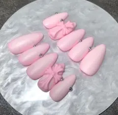 No.111 ネイルチップ　ピンク　クロムネイル　マット　グラデーション