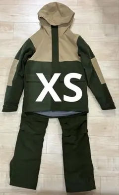 XS レディース　カーキ　スノーウェア　上下セット
