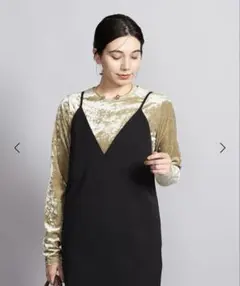 BEAUTY&YOUTH/ベロアロングスリーブTシャツ【イエロー】