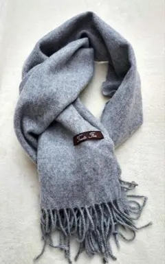 Toute fois カシミア100%マフラー　グレー フリンジ付き