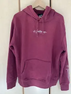 (中古)HOLLISTER ロゴ刺繍 パーカー L えんじ色