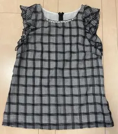 アプワイザーリッシェ　黒フロッキーチェックブラウスのサムネイル