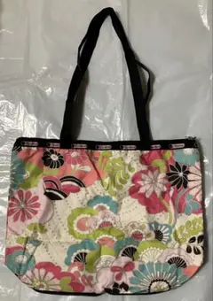美品　レスポートサック 花柄トートバッグ　折りたたみ　エコバッグ　和柄　カラフル