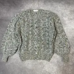 ヴィンテージ モヘア混 MIXニットカーディガン グレー L レトロ 昭和レトロ