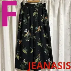 JEANASIS ジーナシス 大きいサイズ ワイドパンツ・ガウチョパンツ・花鳥柄