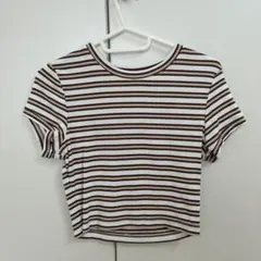GU クロップド半袖ストライプTシャツ Sサイズ