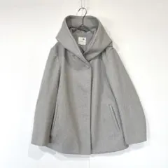 アースミュージックエコロジー　ライトグレーコート　フード付き　ホック　L