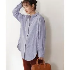 ☆ほぼ未使用☆エヌドット　N. ストライプシャツ　定番　ポリエステルコットン