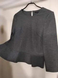 美品✦ANAYI　アナイ　上品ウール混ペプラムトップス厚手　M　ミディアムグレー