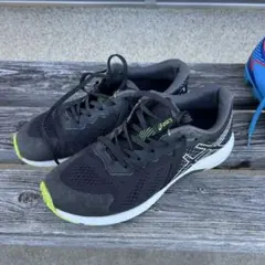 ASICS キッズスニーカー 24.5cm ブラック/グリーン