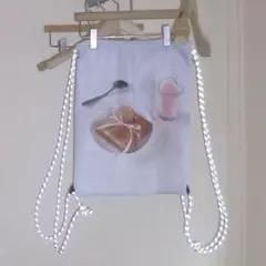 リュックサック バレエコア 韓国 y2k リボン リュック フォトプリント