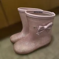 ピンク ラメ　長靴 リボン付き　19㎝