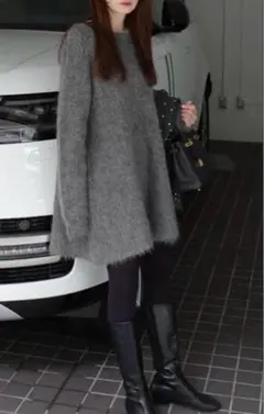 CLANE BOAT NECK SHAGGY KNIT ONEPIECEのサムネイル