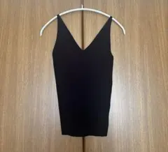 リブニット　深Vネック　ノースリーブ　キャミソール　インナー　カップなし　薄手