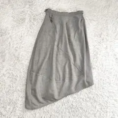 22195✨エルメス 40 L ウールカシミヤ アシンメトリー スカート グレーのサムネイル