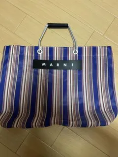 MARNI ストライプ マルチカラー フラワー カフェ トートバッグ マルニ