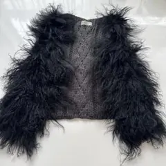 【美品】　ブラックニットファーベスト