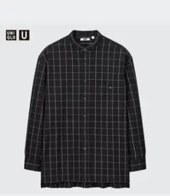 フランネルオーバーサイズスタンドカラーチェックシャツ　ユニクロu