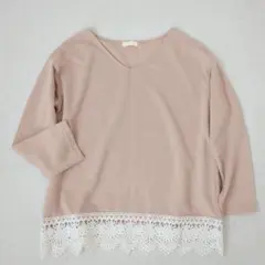 アースミュージックアンドエコロジー◇カットソー レース装飾 オフィス F