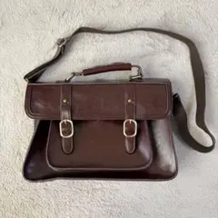 サッチェルバッグ ダークブラウン 本革ショルダーバッグ リュック ishly