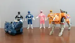 ジュウレンジャー４体とサーベルタイガー、トリケラトプス　希少品 恐竜戦隊ジュウレンジャー 進化合体3 守護獣トリケラトプス守護獣