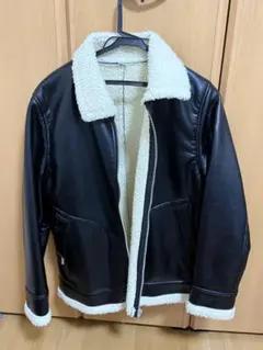 ブラックレザーボアジャケット