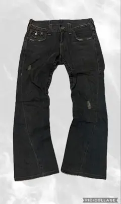 00s Y2K true religion ブラック デニム フレア