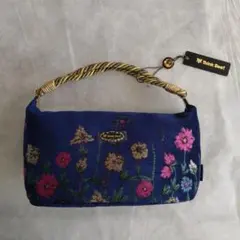 【新品】Think Bee! 　花柄刺繍　ハンドバッグ　ブルー