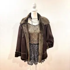 平成ギャル y2k ムートンジャケット　archive ダークコア　スエード