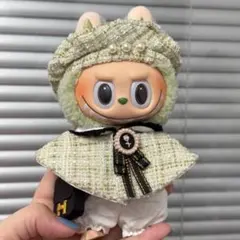 ラブブ LABUBU labubu 服 17cm 　ツイード　ドロワーズつき　緑