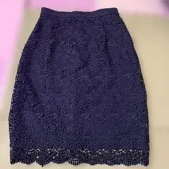 UNIQLO レースタイトスカート ネイビー M