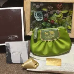 COACH コーチ ポーチ コインケース キーホルダー グリーン