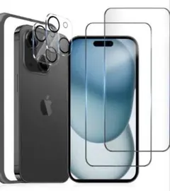 ★ 【4枚セット】 iPhone15Plus カメラフィルム ＋ 保護フィルム