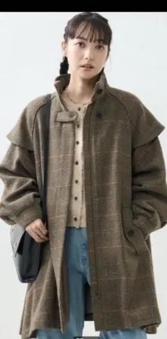 ウーリー ケープ スリーブ ショートコート