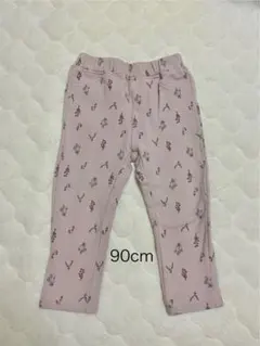 シンプルフリー 花 植物 パンツ ピンク 90 裏起毛