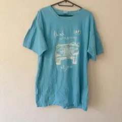 Authentic Pigment【L】トップス水色 ジーププリント半袖Tシャツ