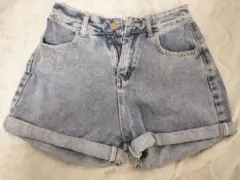 GRL グレイル ロールアップヘムハイウエストデニムショートパンツ