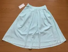 【新品】春夏 オフオン　タックフレアーシアースカート　36 ミントグリーン