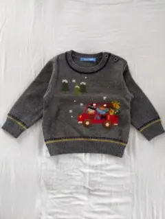 familiar ファミリア グレー 車刺繍 セーター 80