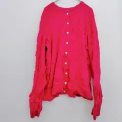 カーディガン 【フリーサイズ】 ピンク ボタン付き 長袖