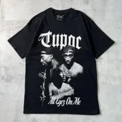 ハ*テ様 2PAC　Tシャツ　音楽　ラップ　ヒップホップ　大判プリント　黒　公式