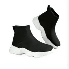 人気商品 流行ソックス スニーカー 黒 ブラック ブーツ 22.5cm 23cm