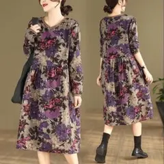 大きいサイズ ワンピース　花柄　大人　レディース 秋冬　春 新品 長袖